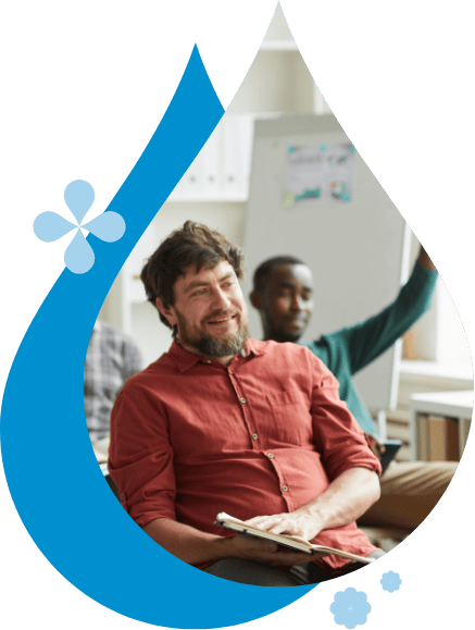 Two professionals in a presentation setting